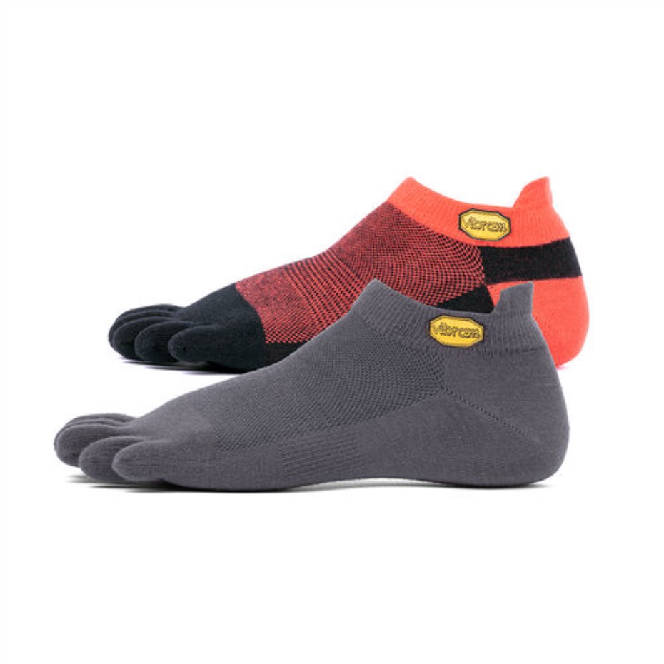 Vibram 5 Ayak çorap No Show 2'li Paket Koyu-gri-kırmızı-siyah