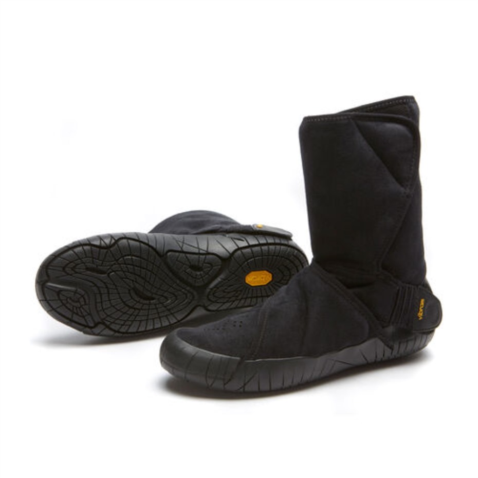 Siyah Furoshiki Doğu Gezgin Klasik Shearling Orta çizme Vibram