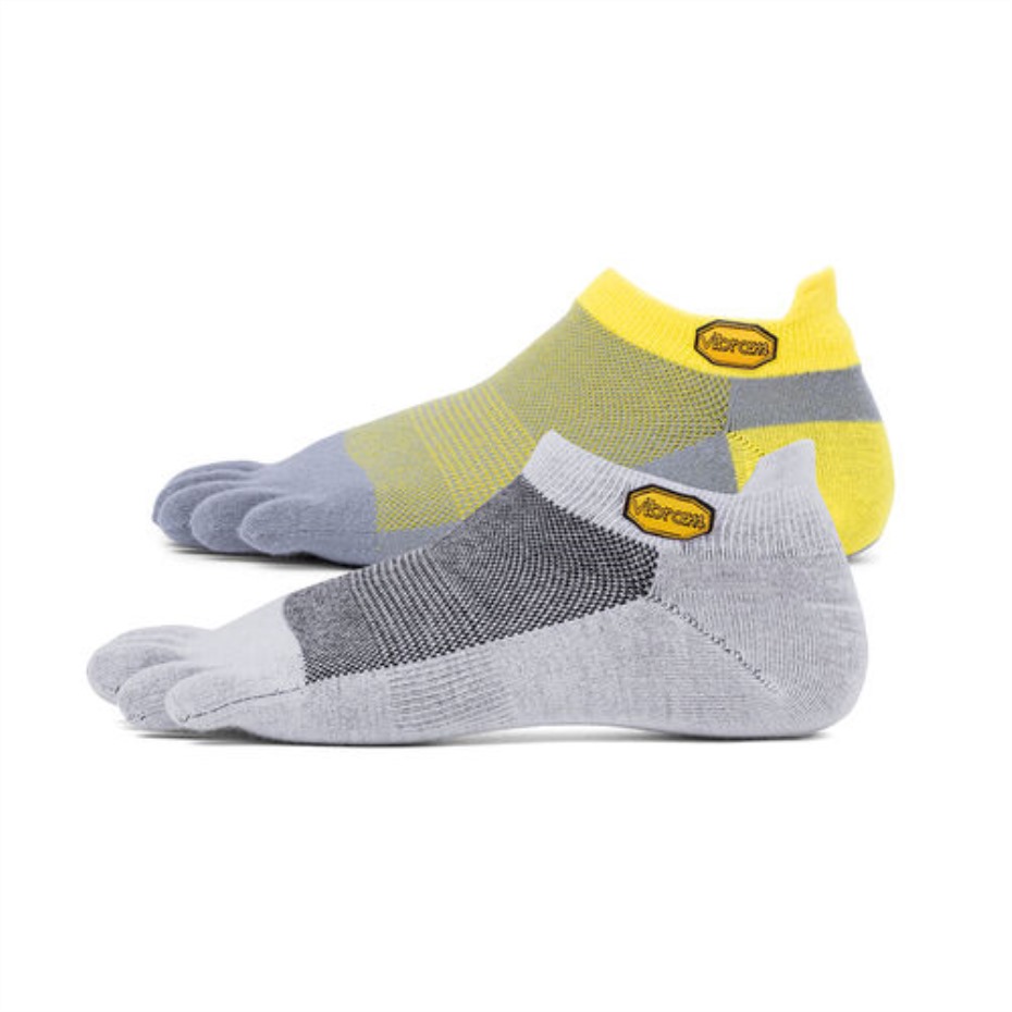 Vibram Açık Gri-sarı-gri 5 Parmaklı çorap No Show 2\'li Paket