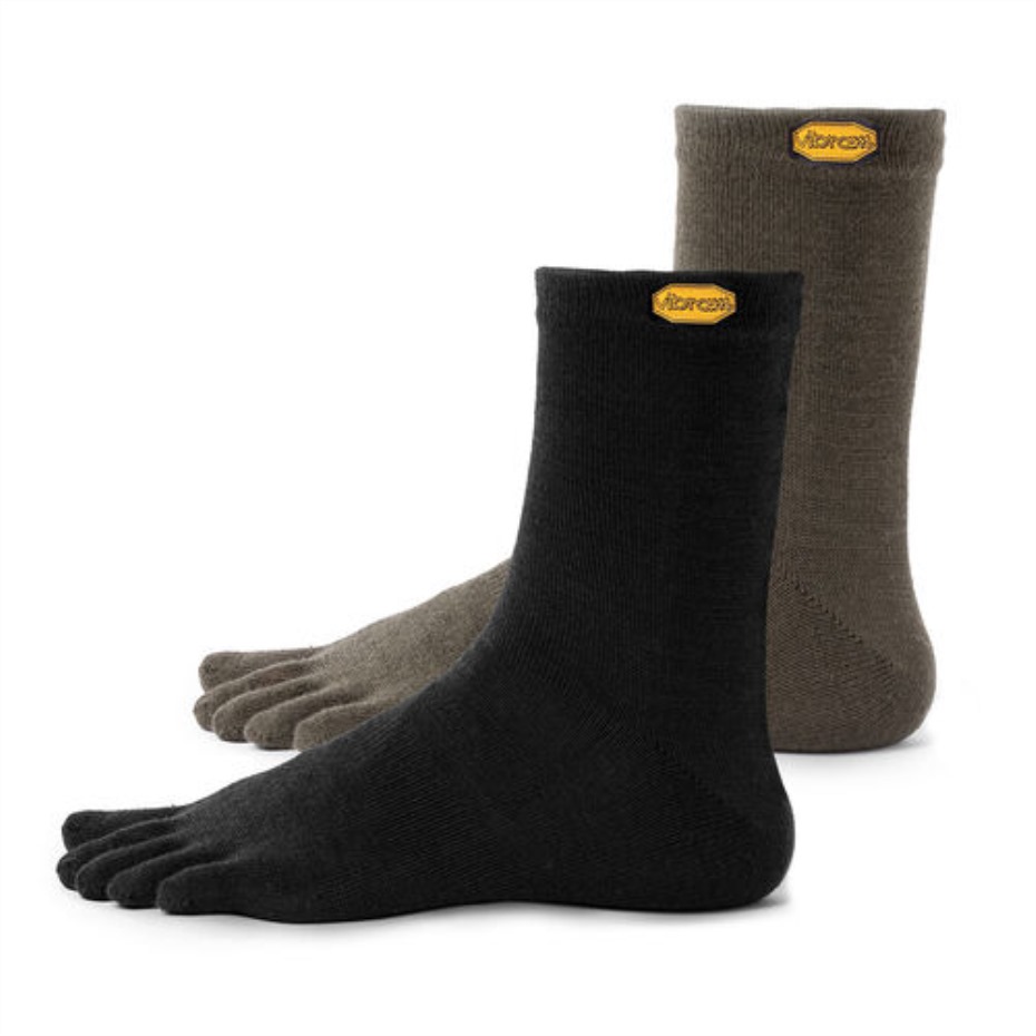 Vibram 5toe çorap Mürettebat 2 Paketi Askeri-siyah