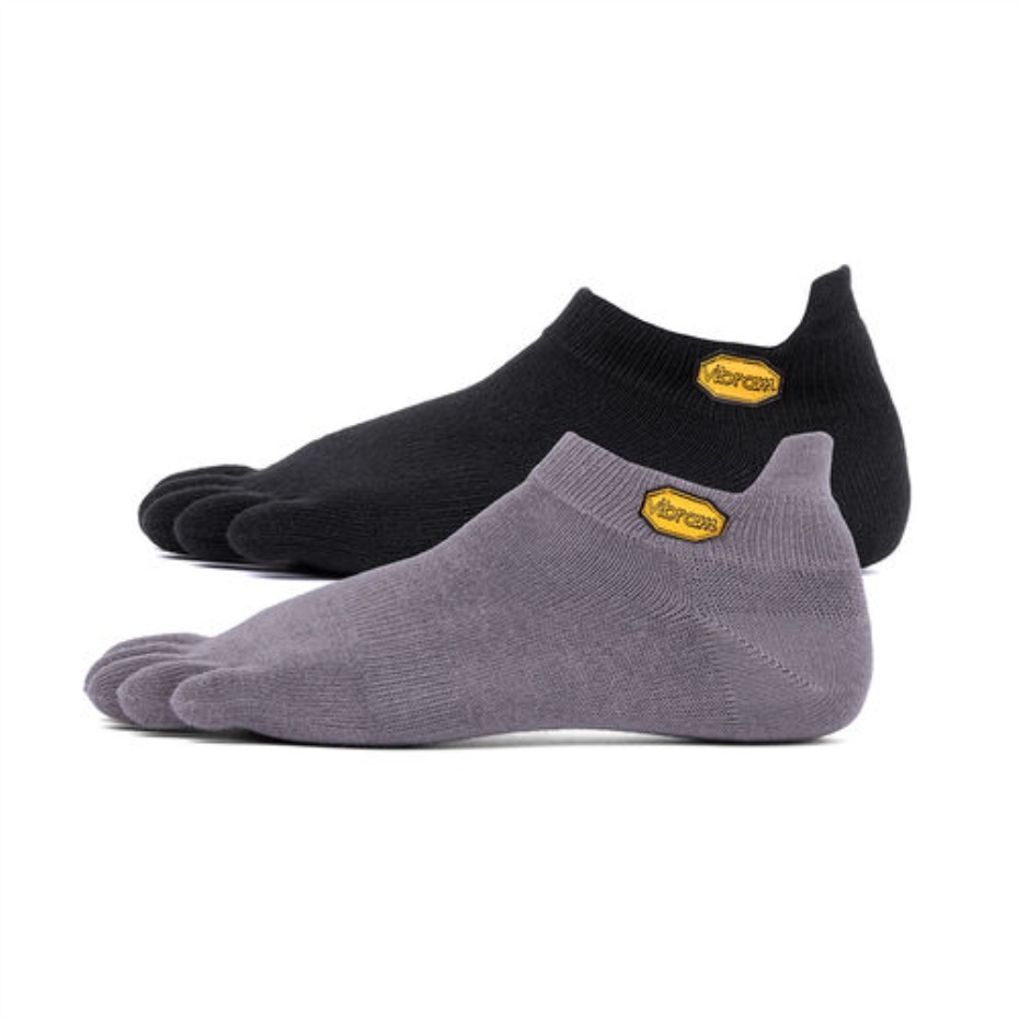 5toe çorap No Show 2 Paket Vibram Siyah-gri